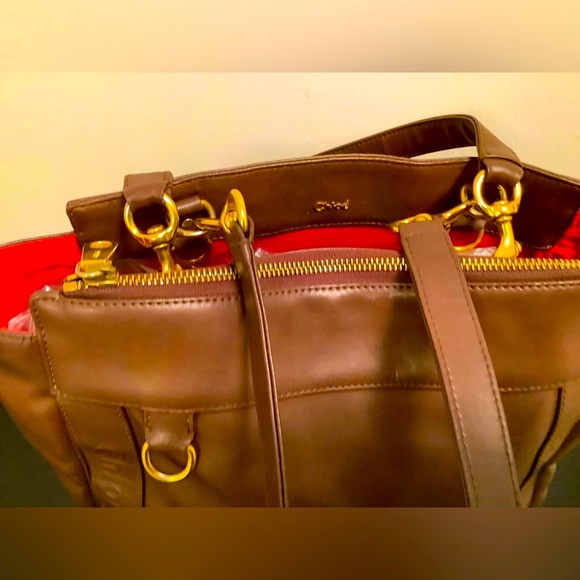 RARE CHLOE Brown Red Leather Shoulder Bag - Picture 5 of 12